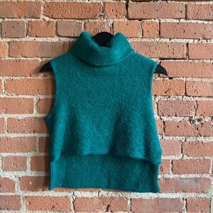 *SOLD* Teal Mohair Sleeveless Turtleneck Sweater